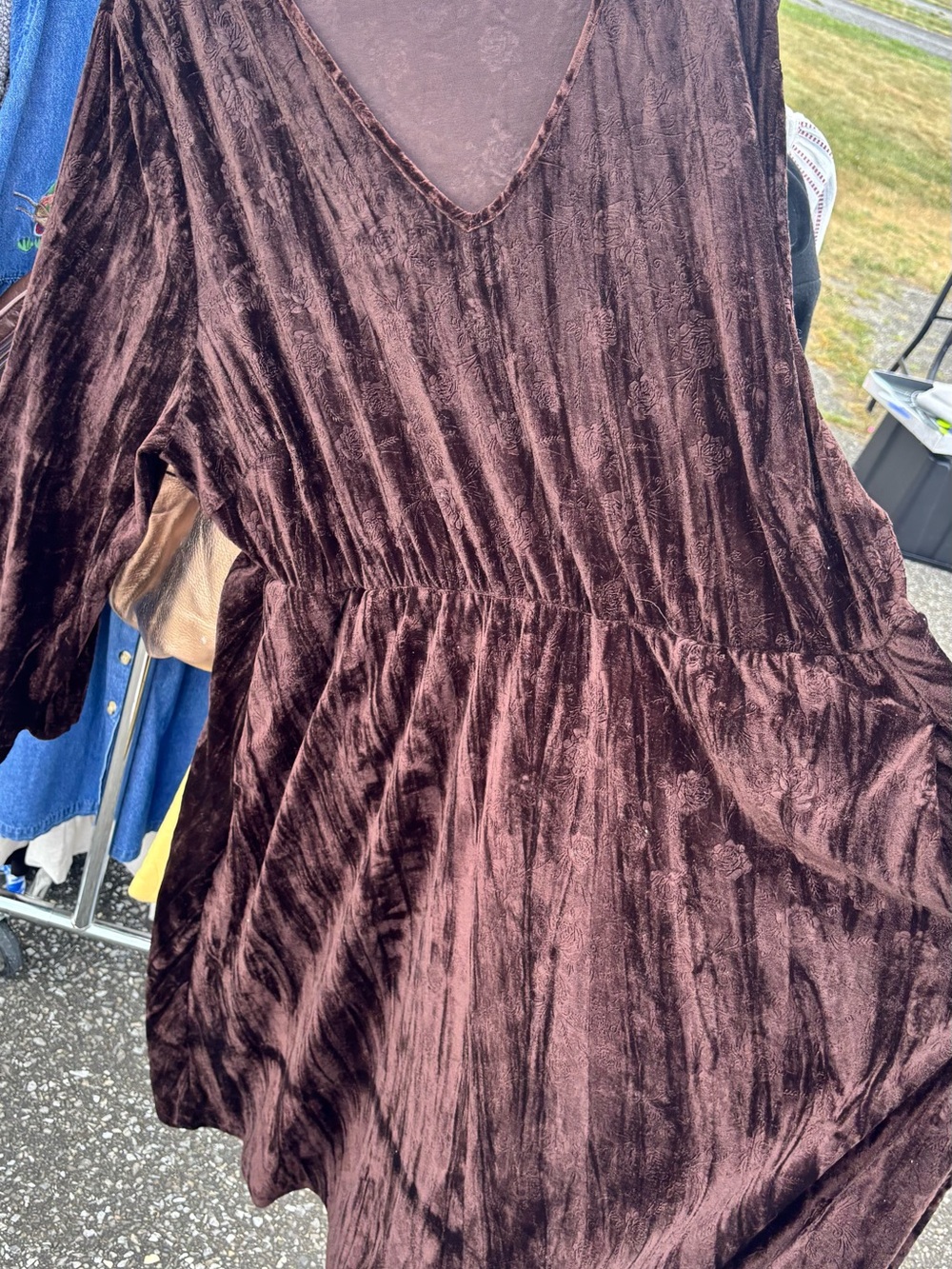 BloomChic Floral Velvet Dress in Brown